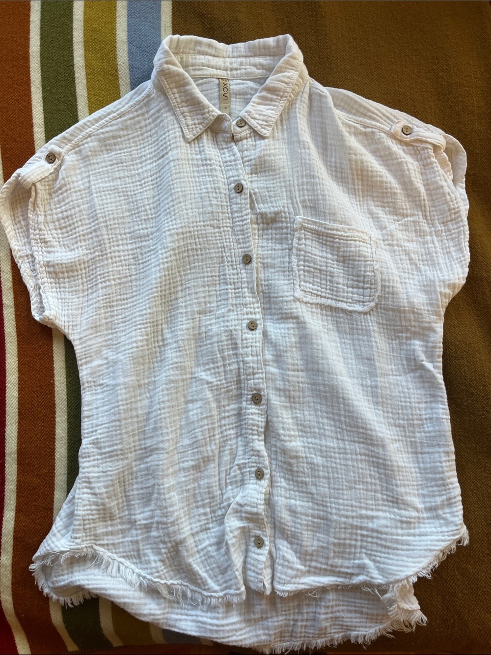 XCVI Cream Gauze Button Shirt